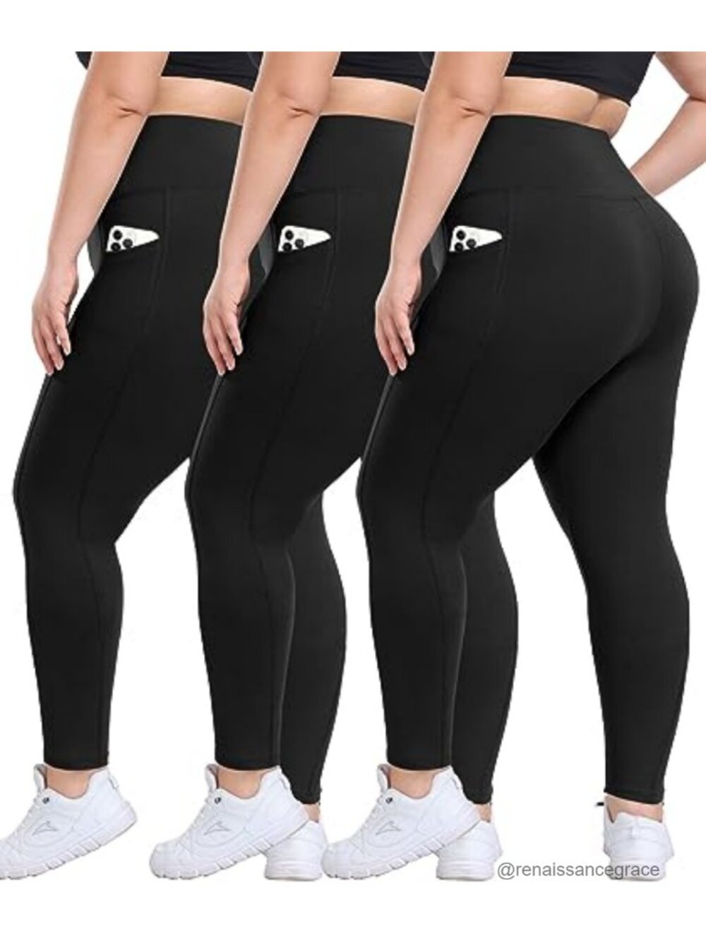 Plus Size High Waisted Leggings with Pockets 4-Way Stretch Workout Yoga Pants